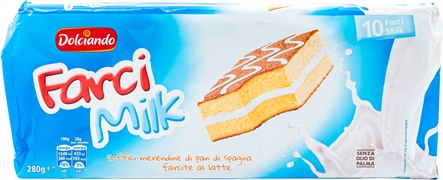DOLCIANDO (EUROSPIN) FARCI MILK SOFFICI MERENDINE DI PAN DI SPAGNA FARCITE AL LATTE DOLCIANDO (EUROSPIN) FARCI MILK SOFFICI MERENDINE DI PAN DI SPAGNA FARCITE AL LATTE
