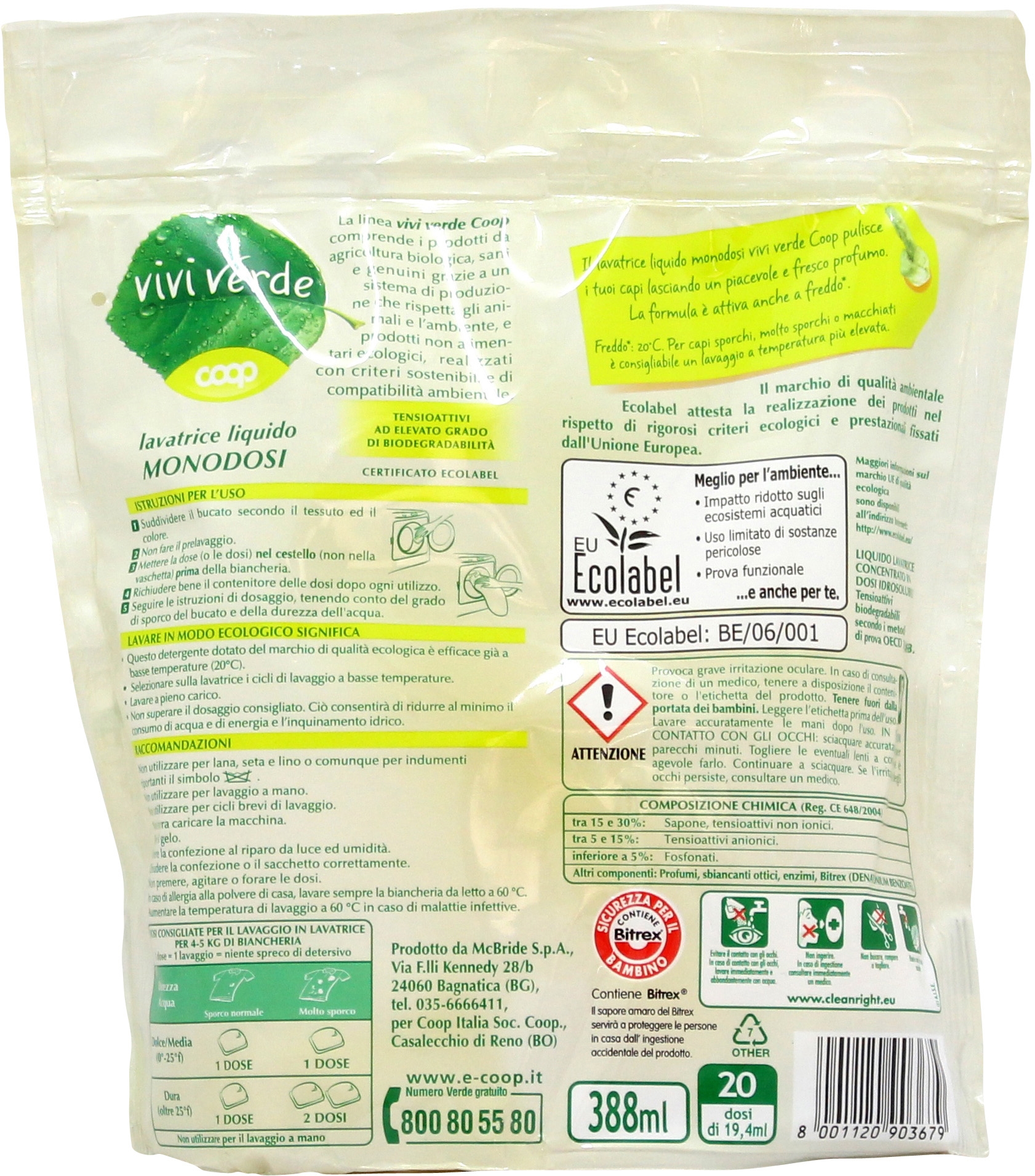 COOP VIVI VERDE LAVATRICE LIQUIDO MONODOSI