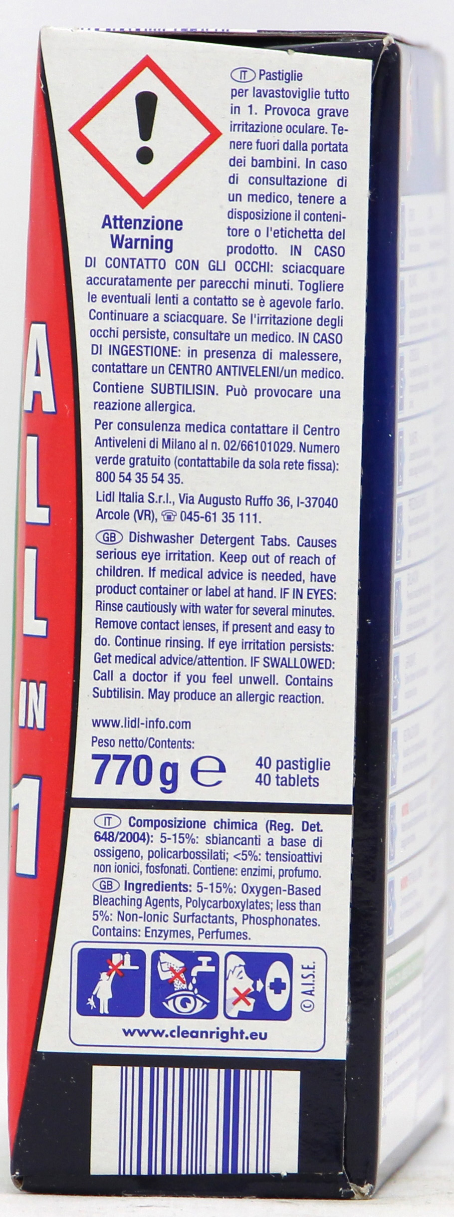 W5 (LIDL) PASTIGLIE PER LAVASTOVIGLIE TUTTO IN 1 - LIMONE