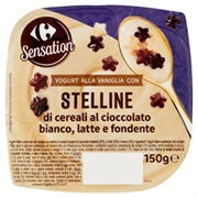 CARREFOUR SENSATION YOGURT ALLA VANIGLIA CON STELLINE DI CEREALI AL CIOCCOLATO