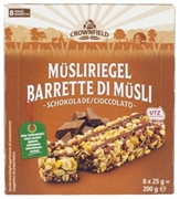 CROWNFIELD (LIDL) BARRETTE DI MUESLI CIOCCOLATO SENZA ZUCCHERI AGGIUNTI