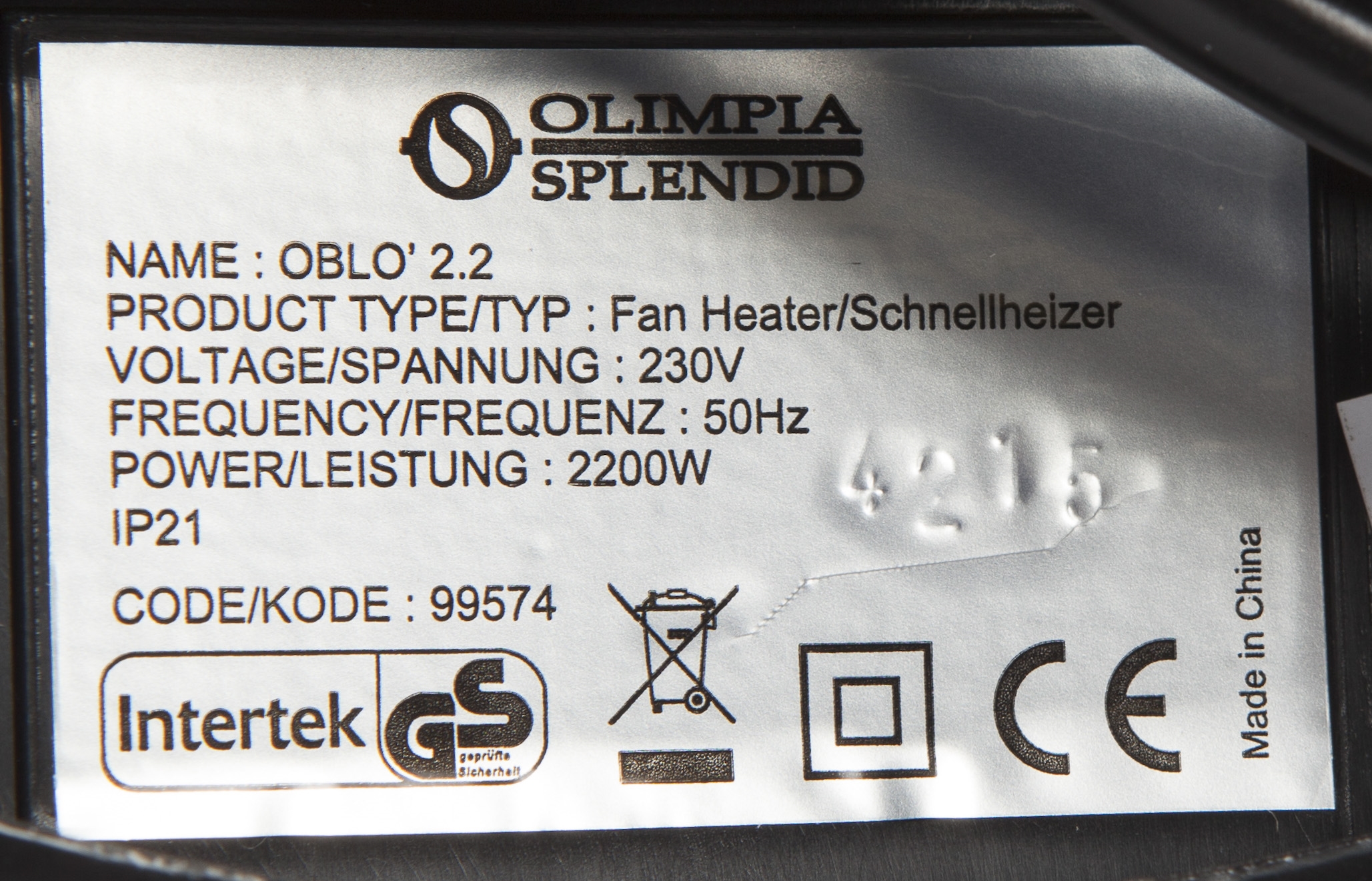 OLIMPIA SPLENDID OBLO' 2.2