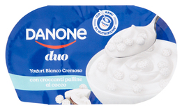 DANONE Duo, Yogurt Bianco Cremoso Con Croccanti Palline Al Cocco