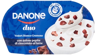 DANONE DUO, YOGURT BIANCO CREMOSO CON GOLOSE PEPITE DI CIOCCOLATO AL LATTE