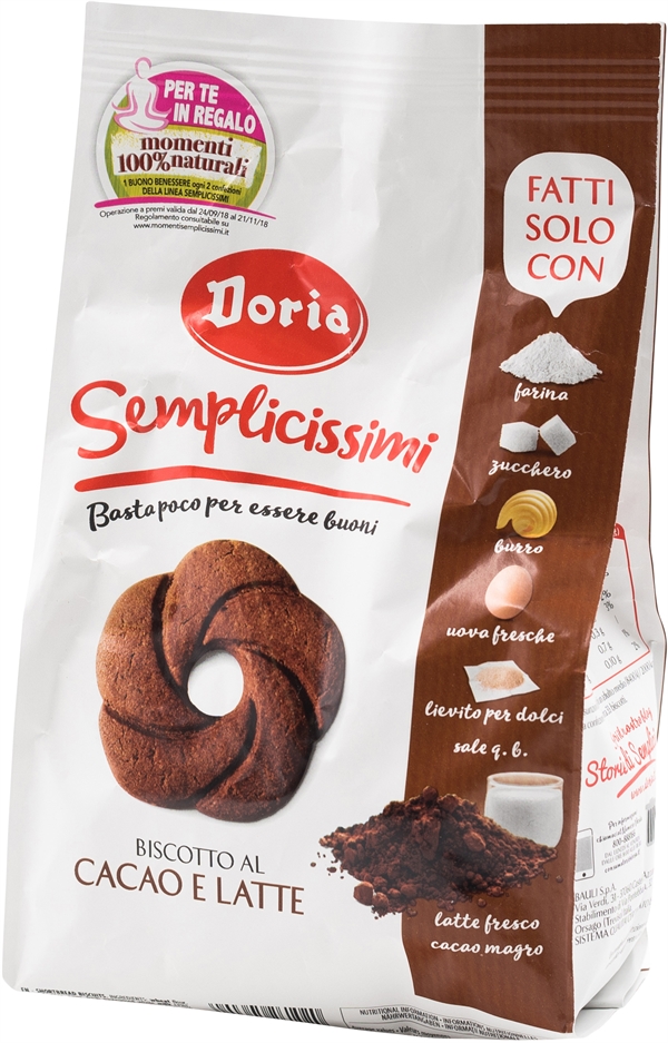 Test e Recensione DORIA SEMPLICISSIMI BISCOTTO AL CACAO E LATTE